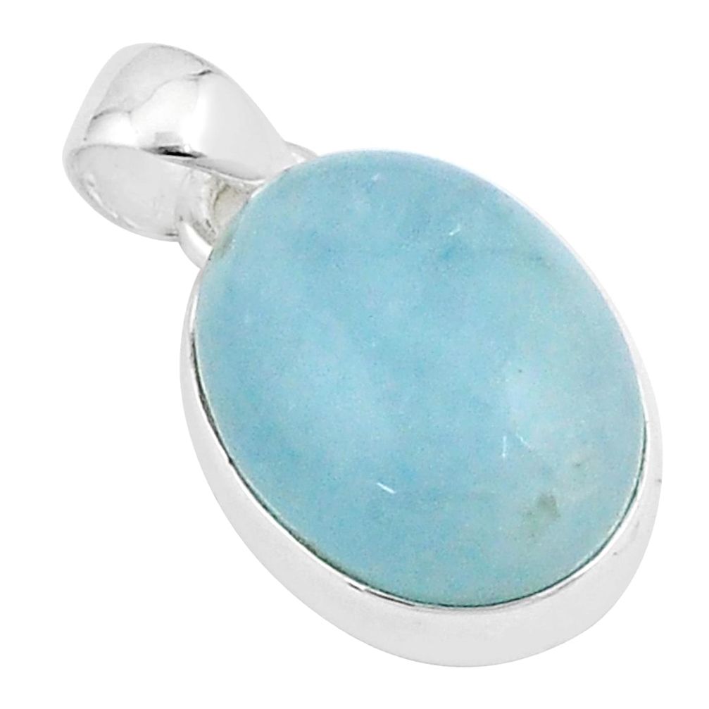 13.39cts natural blue aquamarine 925 sterling silver pendant jewelry u25682