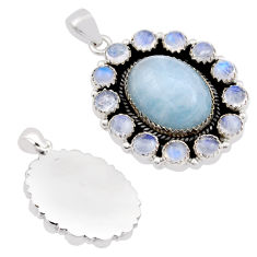 31.82cts natural blue aquamarine moonstone 925 sterling silver pendant c30427