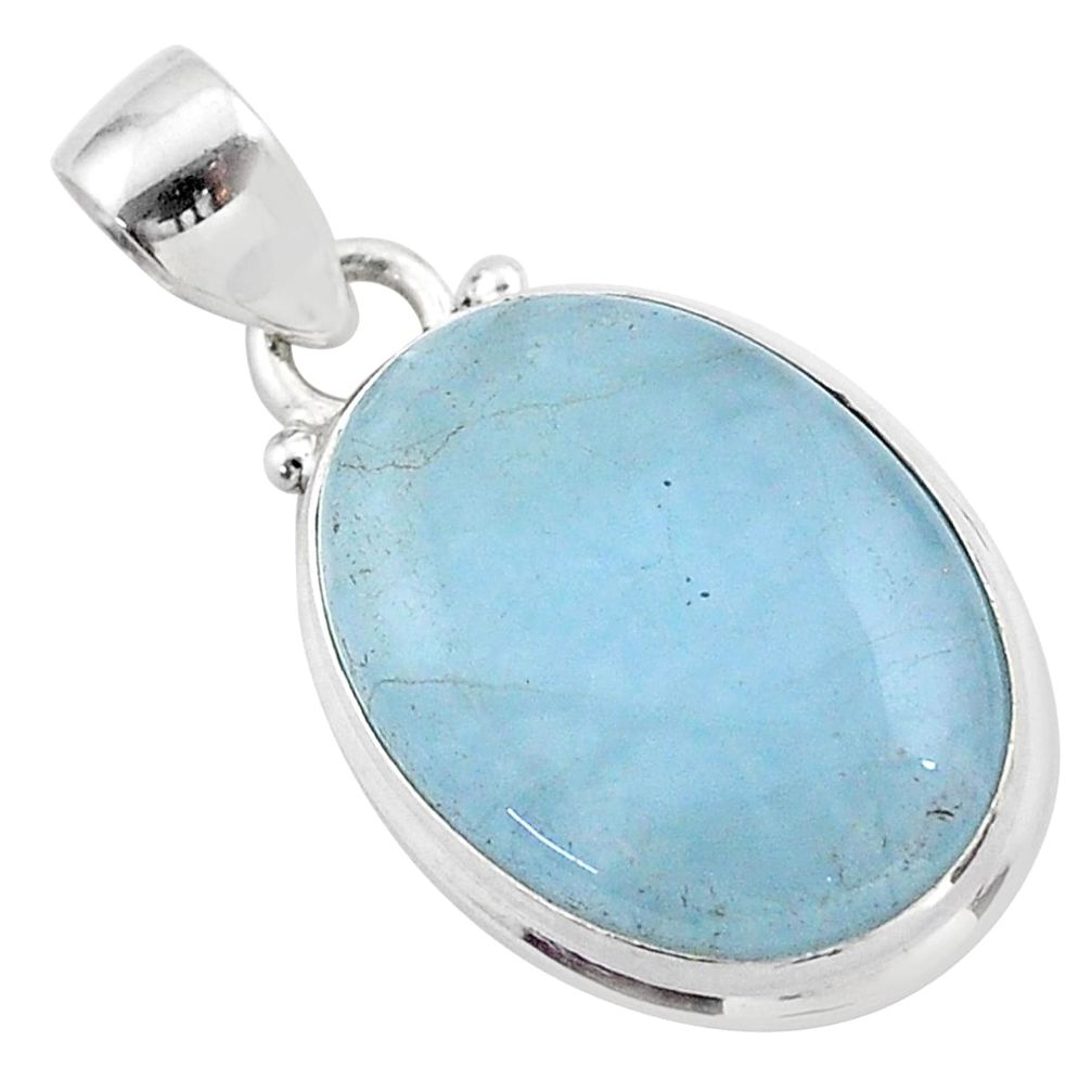 15.05cts natural blue aquamarine oval 925 sterling silver pendant jewelry t42774