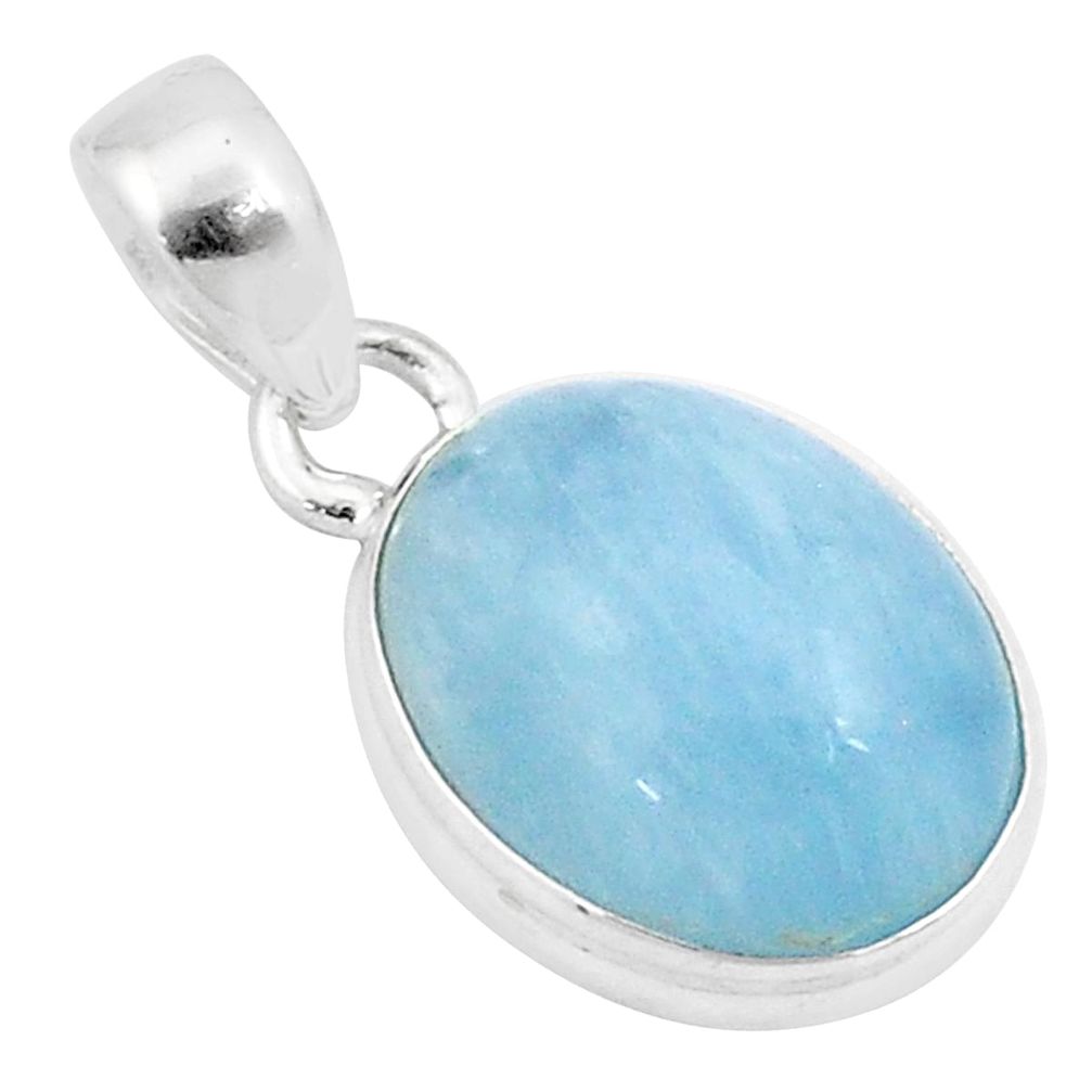 10.05cts natural blue aquamarine oval 925 sterling silver pendant jewelry u25706