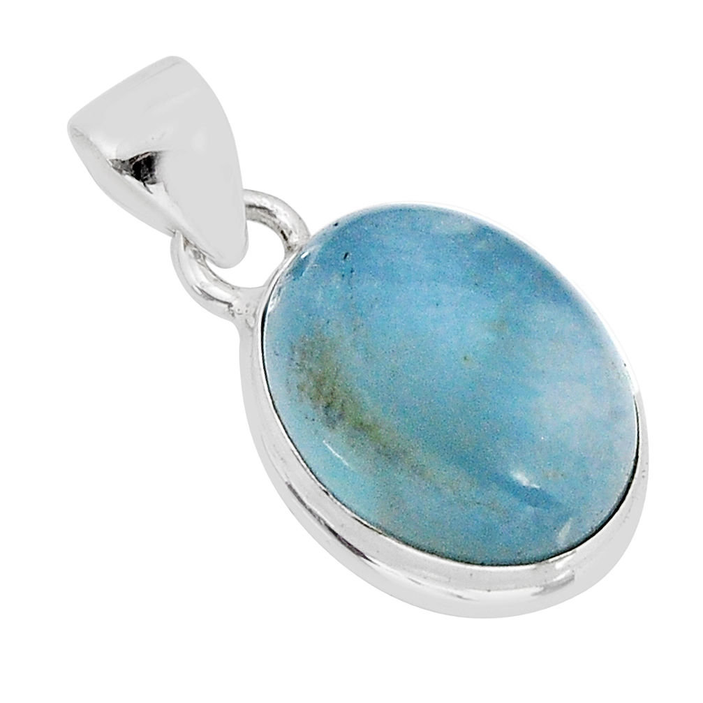5.40cts natural blue aquamarine oval 925 sterling silver pendant jewelry y72402