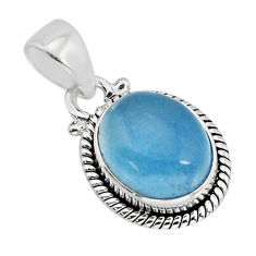 4.52cts natural blue aquamarine oval 925 sterling silver pendant jewelry y76663