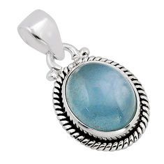 4.89cts natural blue aquamarine oval 925 sterling silver pendant jewelry y82058