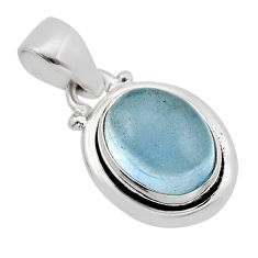 5.17cts natural blue aquamarine oval 925 sterling silver pendant jewelry y82885