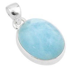 14.72cts natural blue aquamarine oval sterling silver pendant jewelry u25688