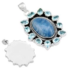 25.55cts natural blue aquamarine oval topaz 925 sterling silver pendant c30361