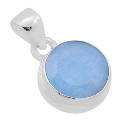 5.92cts natural blue aquamarine round 925 sterling silver pendant jewelry n46092