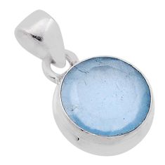 5.81cts natural blue aquamarine round 925 sterling silver pendant jewelry n46095