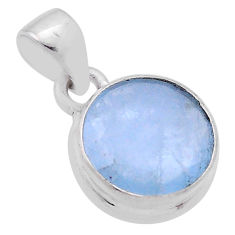 5.54cts natural blue aquamarine round 925 sterling silver pendant jewelry n46097