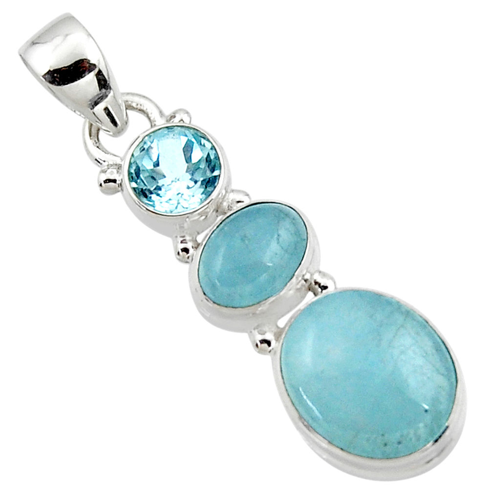 8.05cts natural blue aquamarine topaz 925 sterling silver pendant jewelry r50710