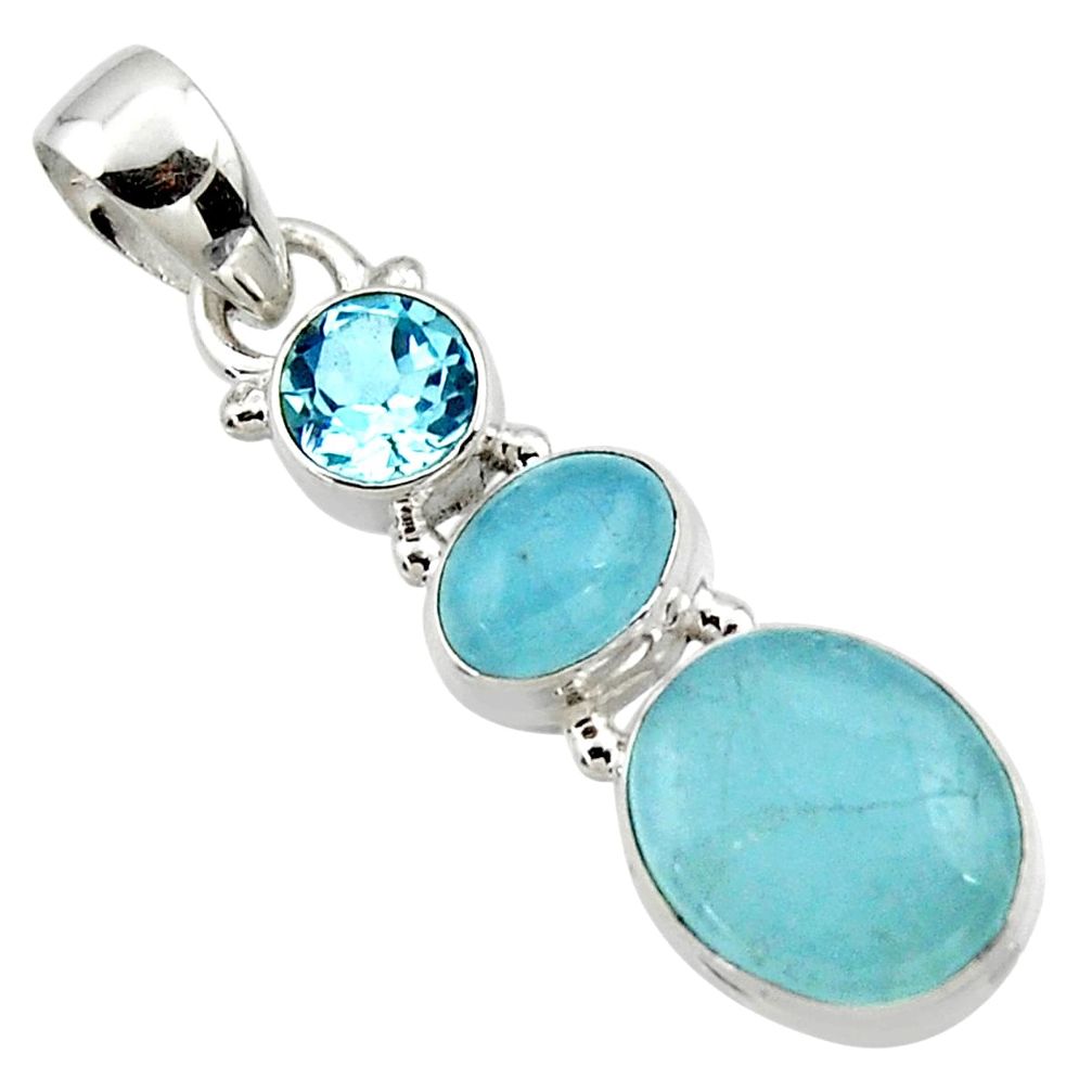 8.33cts natural blue aquamarine topaz 925 sterling silver pendant jewelry r50713