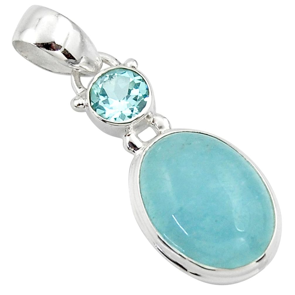 11.17cts natural blue aquamarine topaz 925 sterling silver pendant r39738