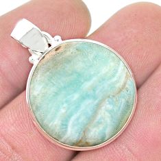 16.90cts natural blue aragonite 925 sterling silver pendant jewelry u47222