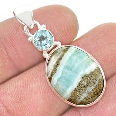 12.07cts natural blue aragonite topaz 925 sterling silver pendant jewelry u47144
