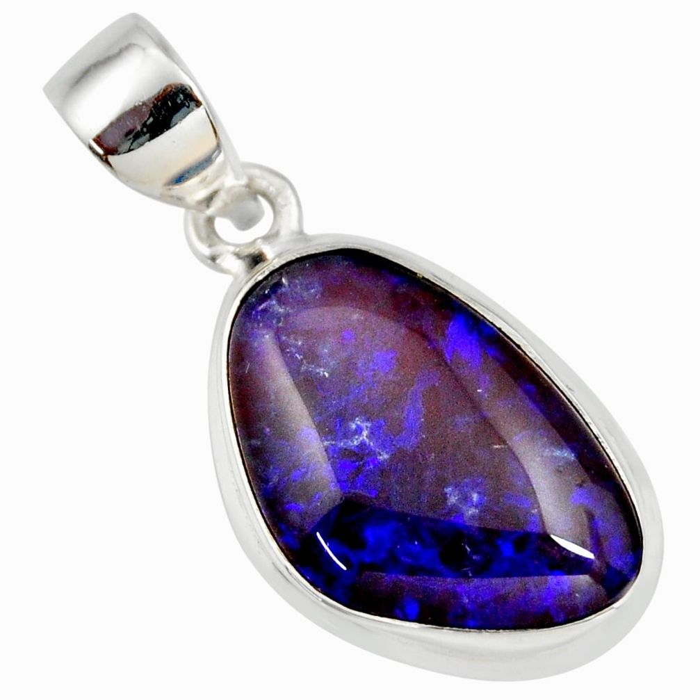 8.12cts natural blue australian opal triplet 925 sterling silver pendant r36141