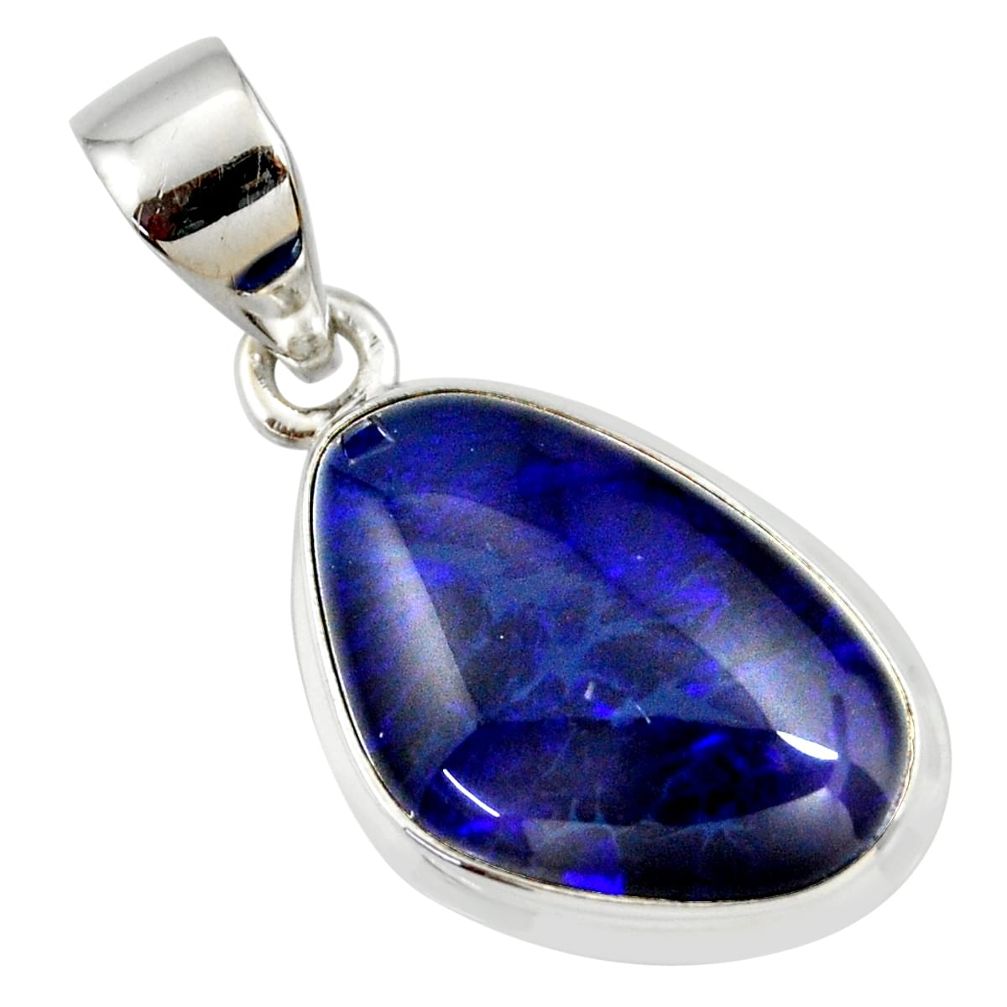 8.56cts natural blue australian opal triplet 925 sterling silver pendant r36146