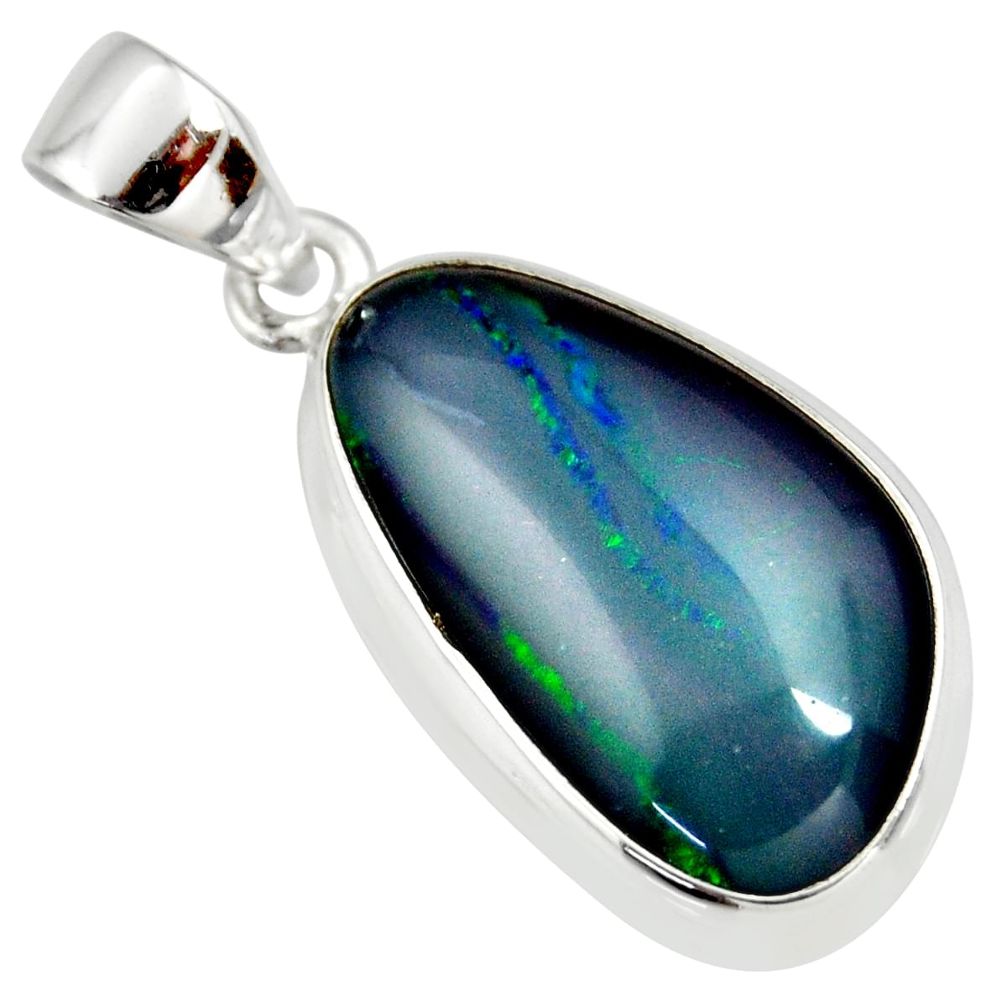 10.19cts natural blue australian opal triplet 925 sterling silver pendant r36152