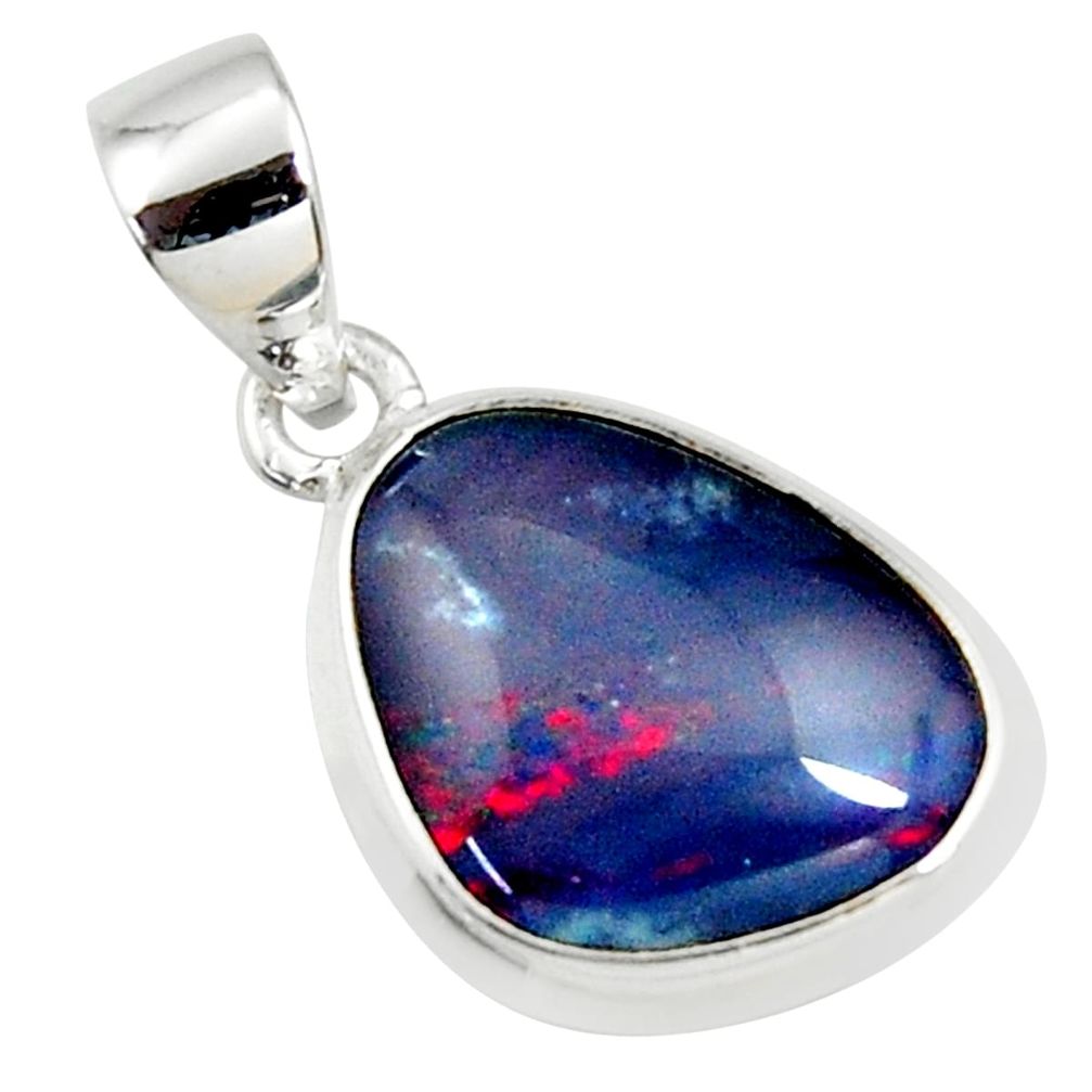 8.12cts natural blue australian opal triplet 925 sterling silver pendant r36171