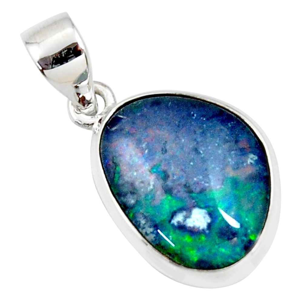 8.93cts natural blue australian opal triplet 925 sterling silver pendant r36174