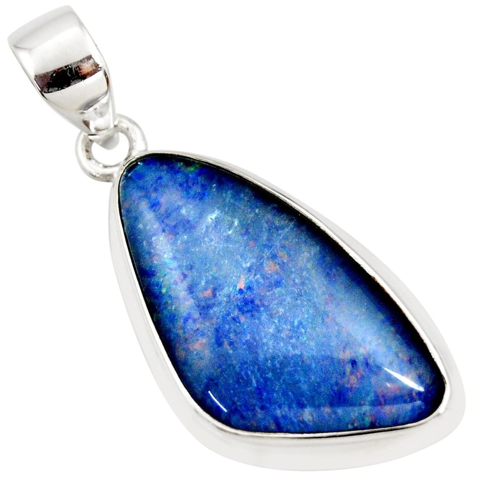 11.13cts natural blue australian opal triplet 925 sterling silver pendant r36182