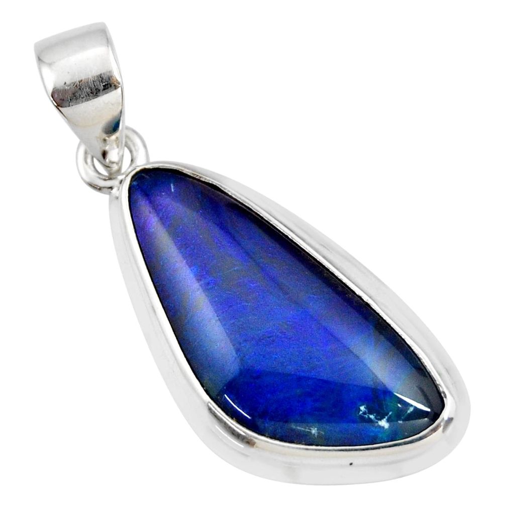 9.37cts natural blue australian opal triplet 925 sterling silver pendant r36195