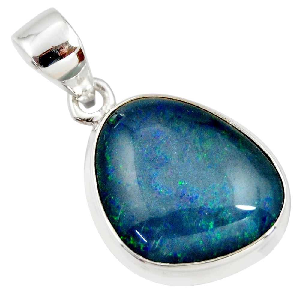 9.37cts natural blue australian opal triplet 925 sterling silver pendant r36196