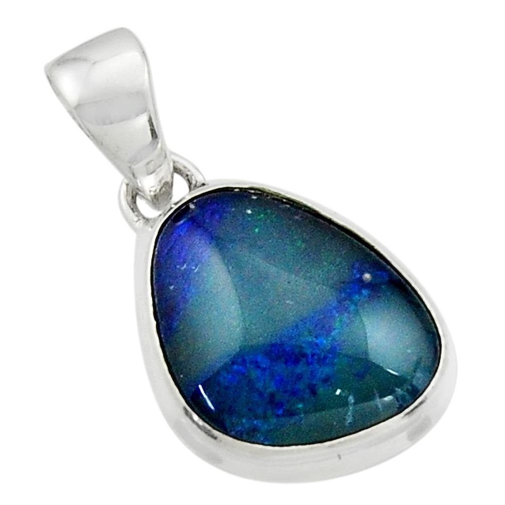 7.33cts natural blue australian opal triplet 925 sterling silver pendant r44666
