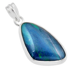 13.46cts natural blue australian opal triplet 925 sterling silver pendant y48485