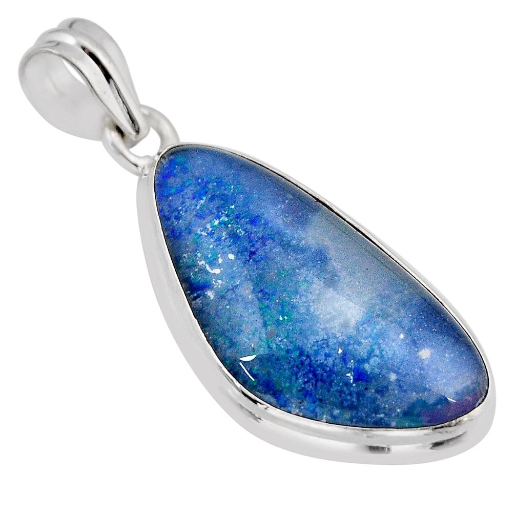 14.09cts natural blue australian opal triplet 925 sterling silver pendant y62409