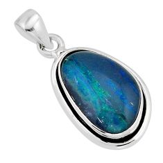 10.21cts natural blue australian opal triplet 925 sterling silver pendant y64430