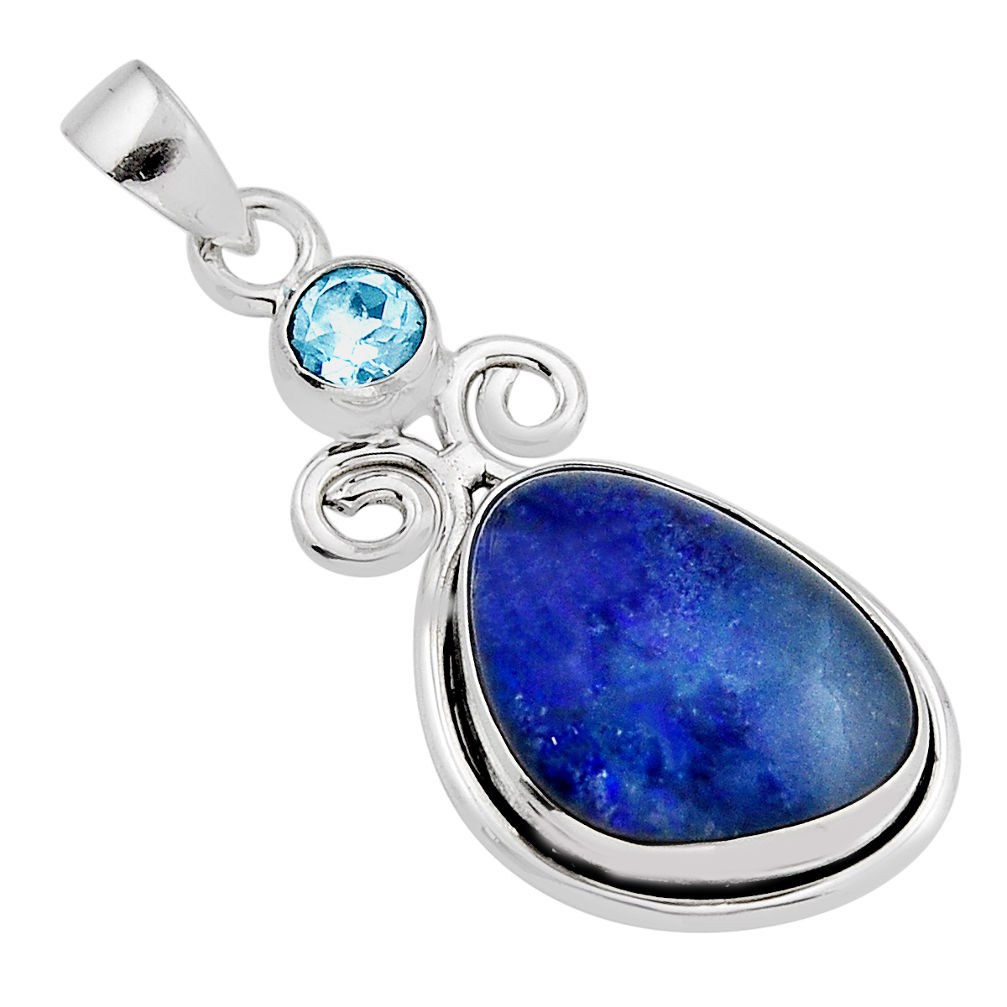 13.46cts natural blue australian opal triplet topaz 925 silver pendant y64424