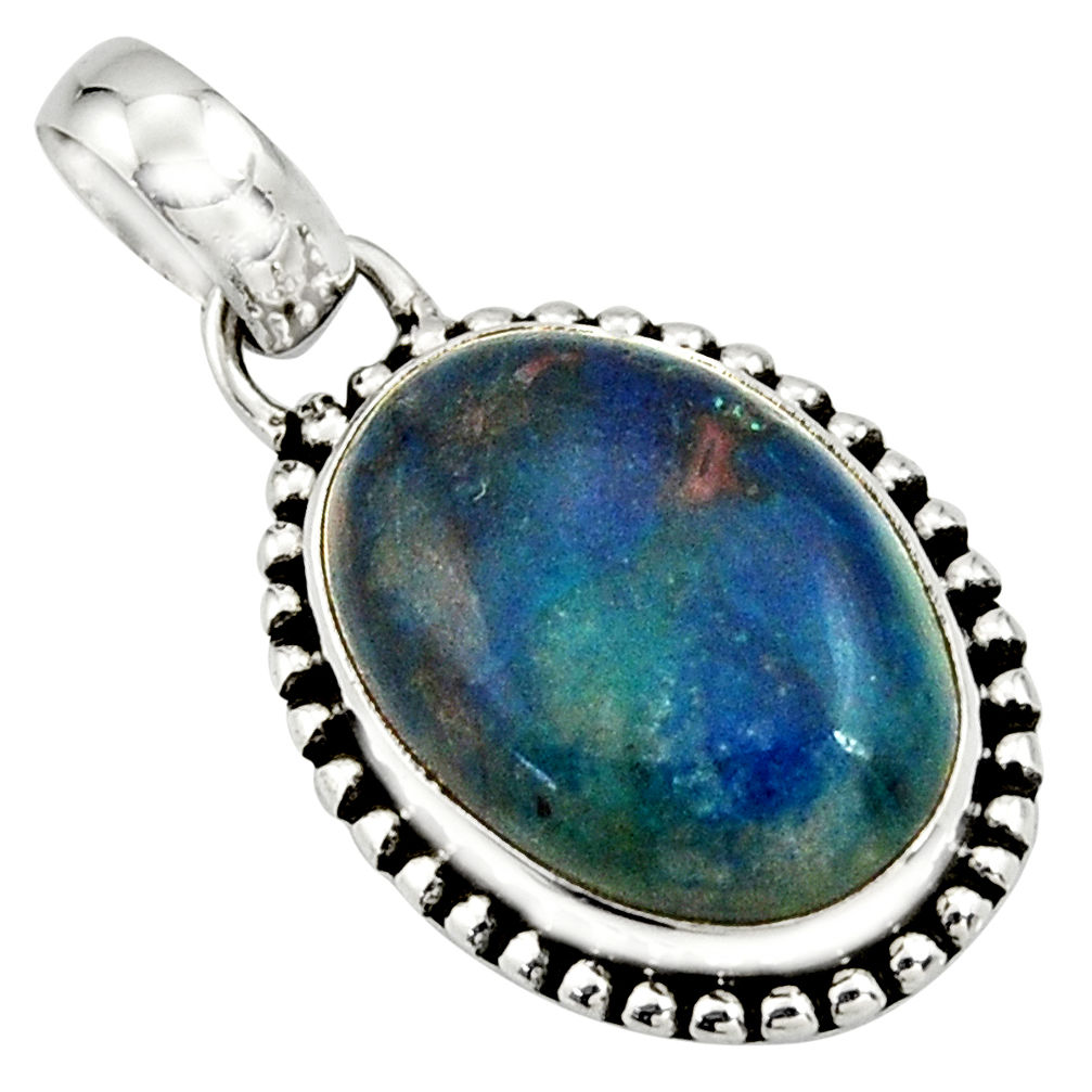 13.22cts natural blue azurite 925 sterling silver pendant jewelry r26533