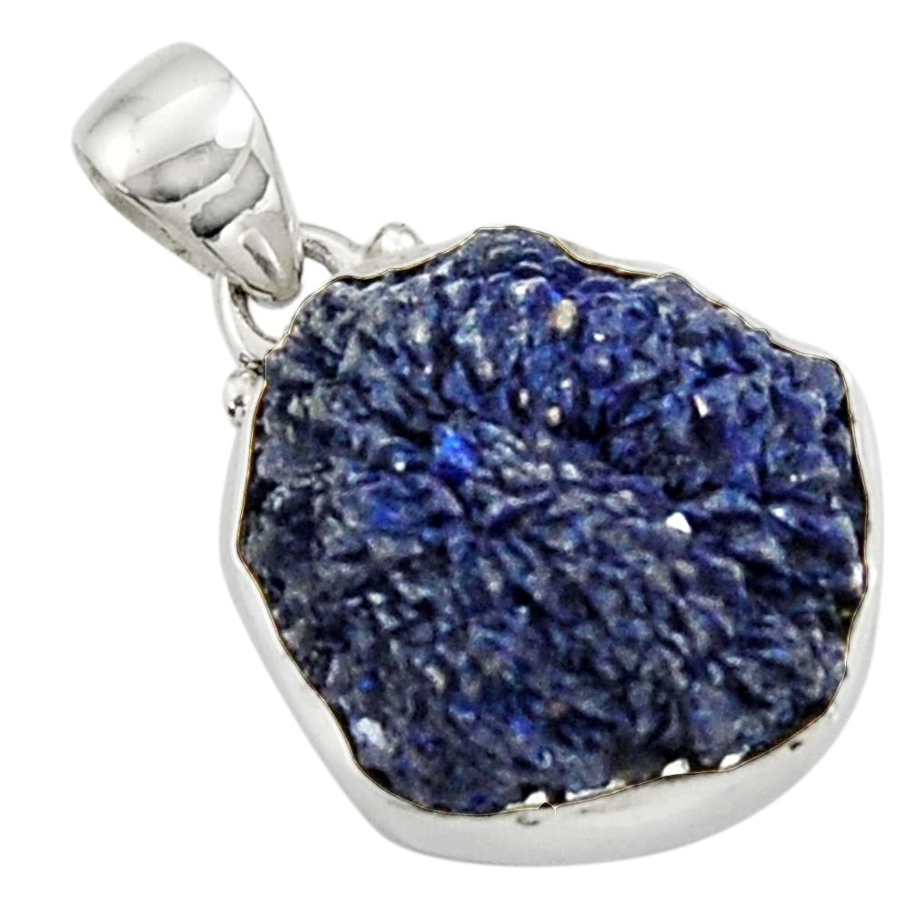  blue azurite druzy 925 sterling silver pendant jewelry d44722