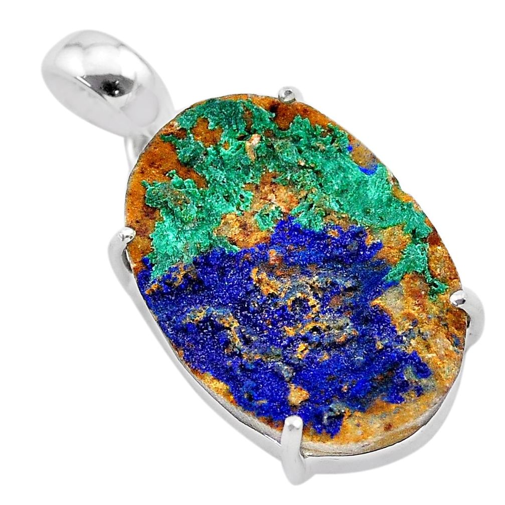 14.25cts natural blue azurite druzy 925 sterling silver pendant jewelry t29513