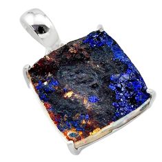 16.90cts natural blue azurite druzy 925 sterling silver pendant jewelry t29533