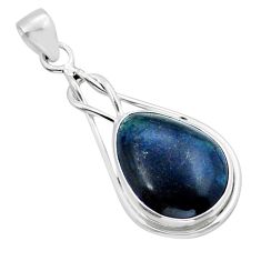 13.66cts natural blue azurite fancy 925 sterling silver pendant jewelry y15190