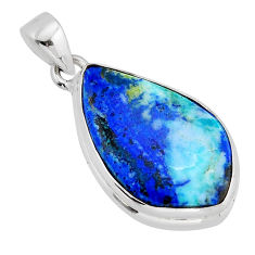 12.07cts natural blue azurite in chrysocolla 925 sterling silver pendant y64370