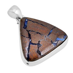 26.62cts natural blue boulder opal 925 sterling silver pendant jewelry y57620