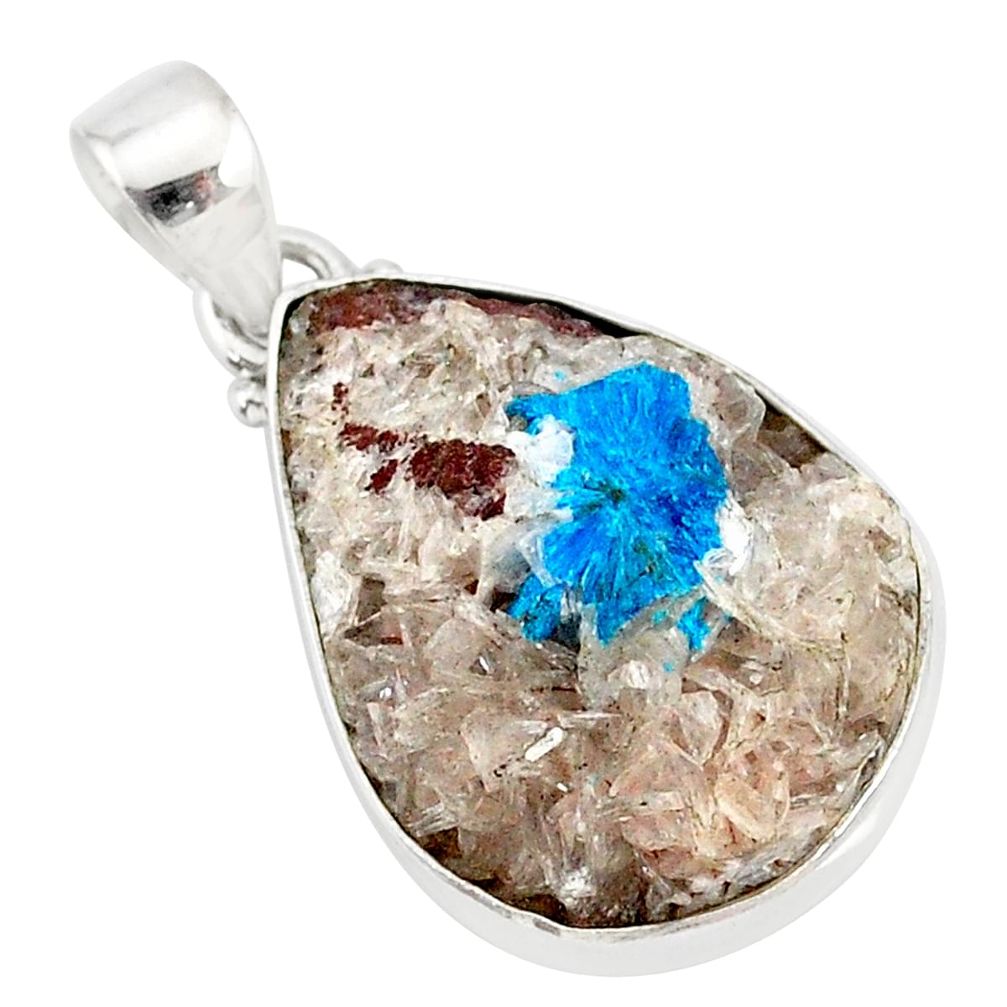 13.15cts natural blue cavansite 925 sterling silver handmade pendant r86082