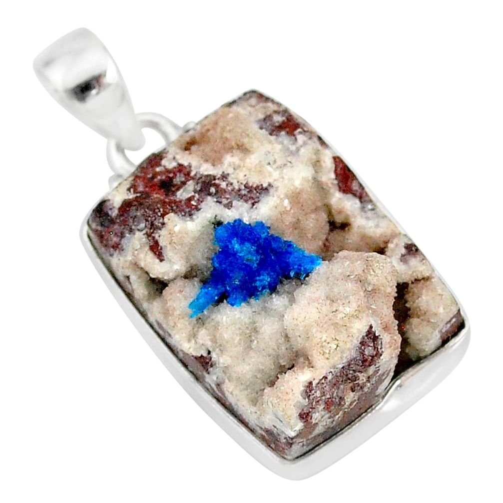 18.70cts natural blue cavansite 925 sterling silver handmade pendant r86087