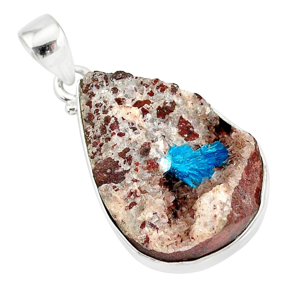 15.65cts natural blue cavansite 925 sterling silver handmade pendant r86095