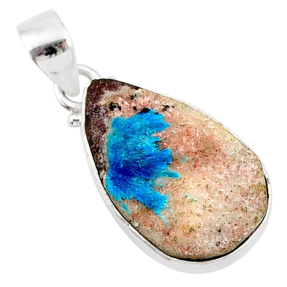 11.20cts natural blue cavansite 925 sterling silver handmade pendant r86107