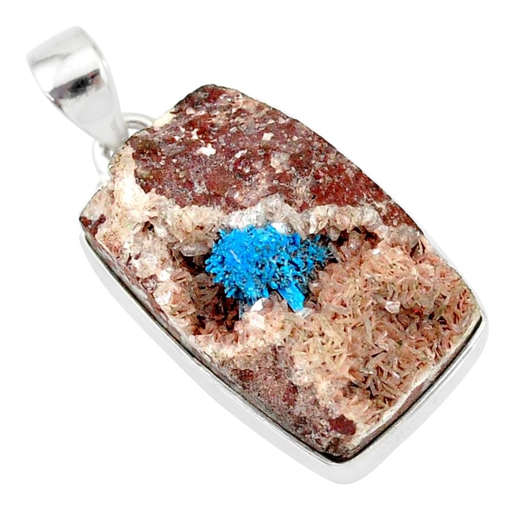 20.88cts natural blue cavansite 925 sterling silver handmade pendant r86118