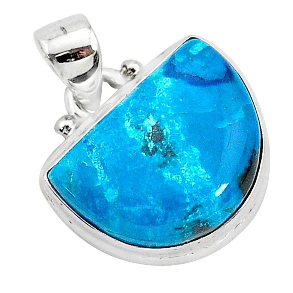 12.22cts natural blue chrysocolla 925 sterling silver pendant jewelry r94918