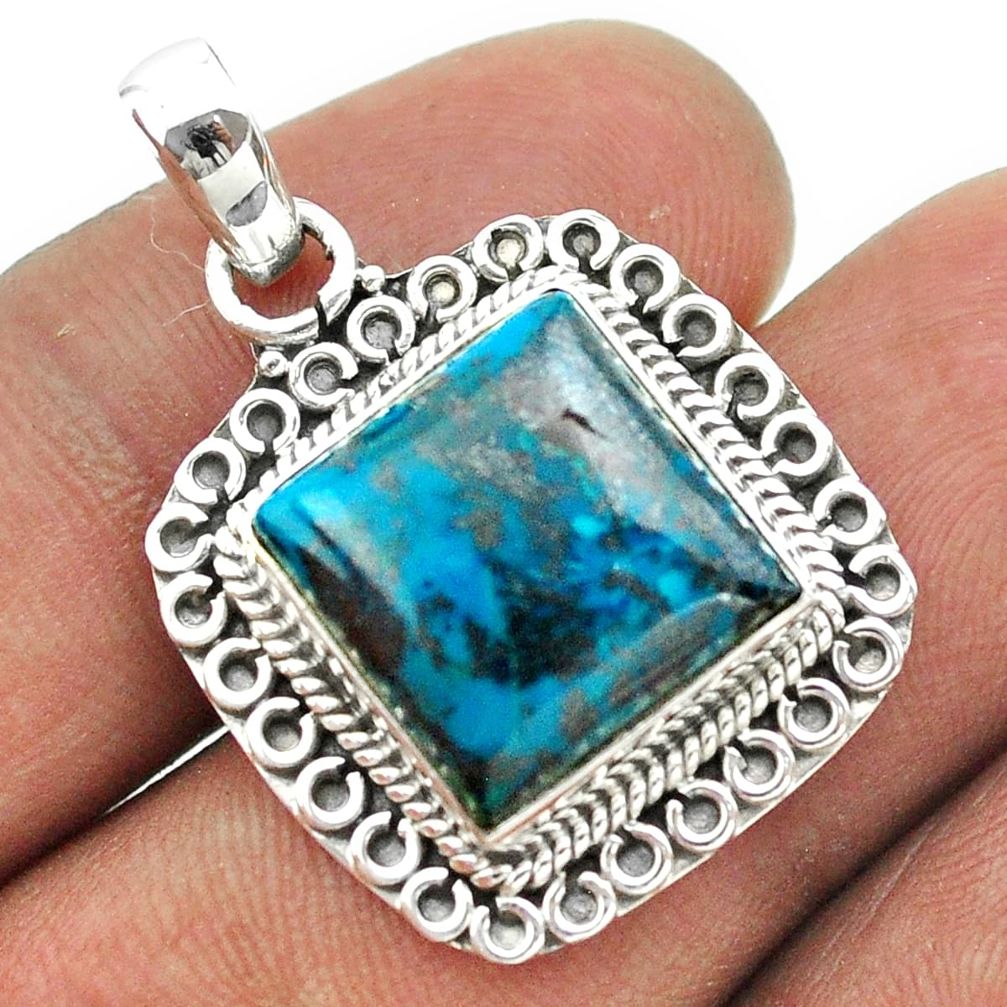 12.07cts natural blue chrysocolla 925 sterling silver pendant jewelry t53414