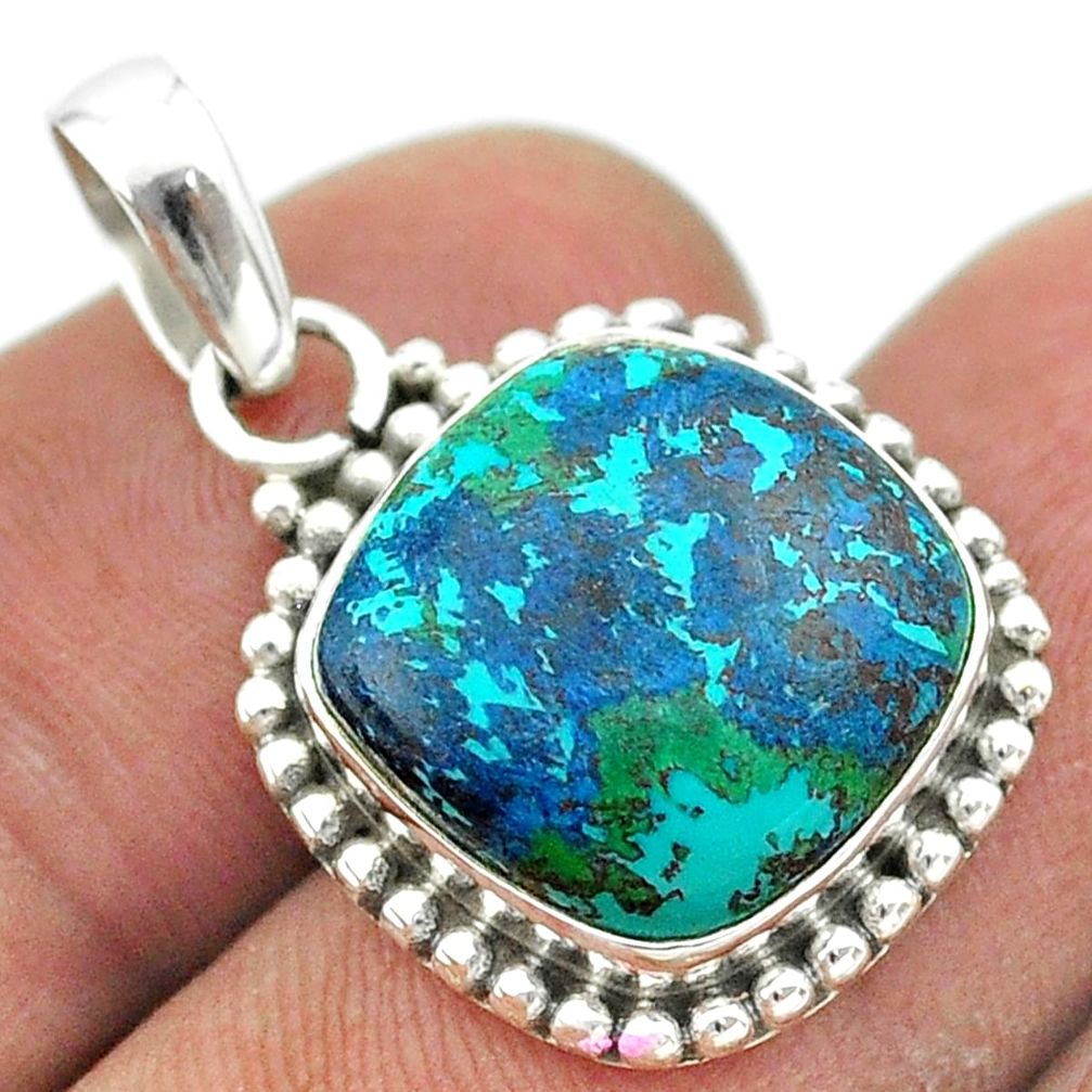 11.23cts natural blue chrysocolla 925 sterling silver pendant jewelry t53423