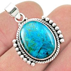 13.51cts natural blue chrysocolla 925 sterling silver pendant jewelry u45065