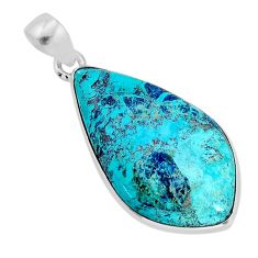 13.10cts natural blue chrysocolla 925 sterling silver pendant jewelry y77420