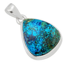 12.65cts natural blue chrysocolla 925 sterling silver pendant jewelry y79472