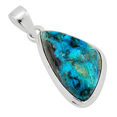 11.71cts natural blue chrysocolla 925 sterling silver pendant jewelry y79475